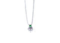 Necklace with a big green gemstone pendant a white background