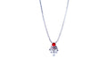 Necklace with a red gemstone pendant on a white background