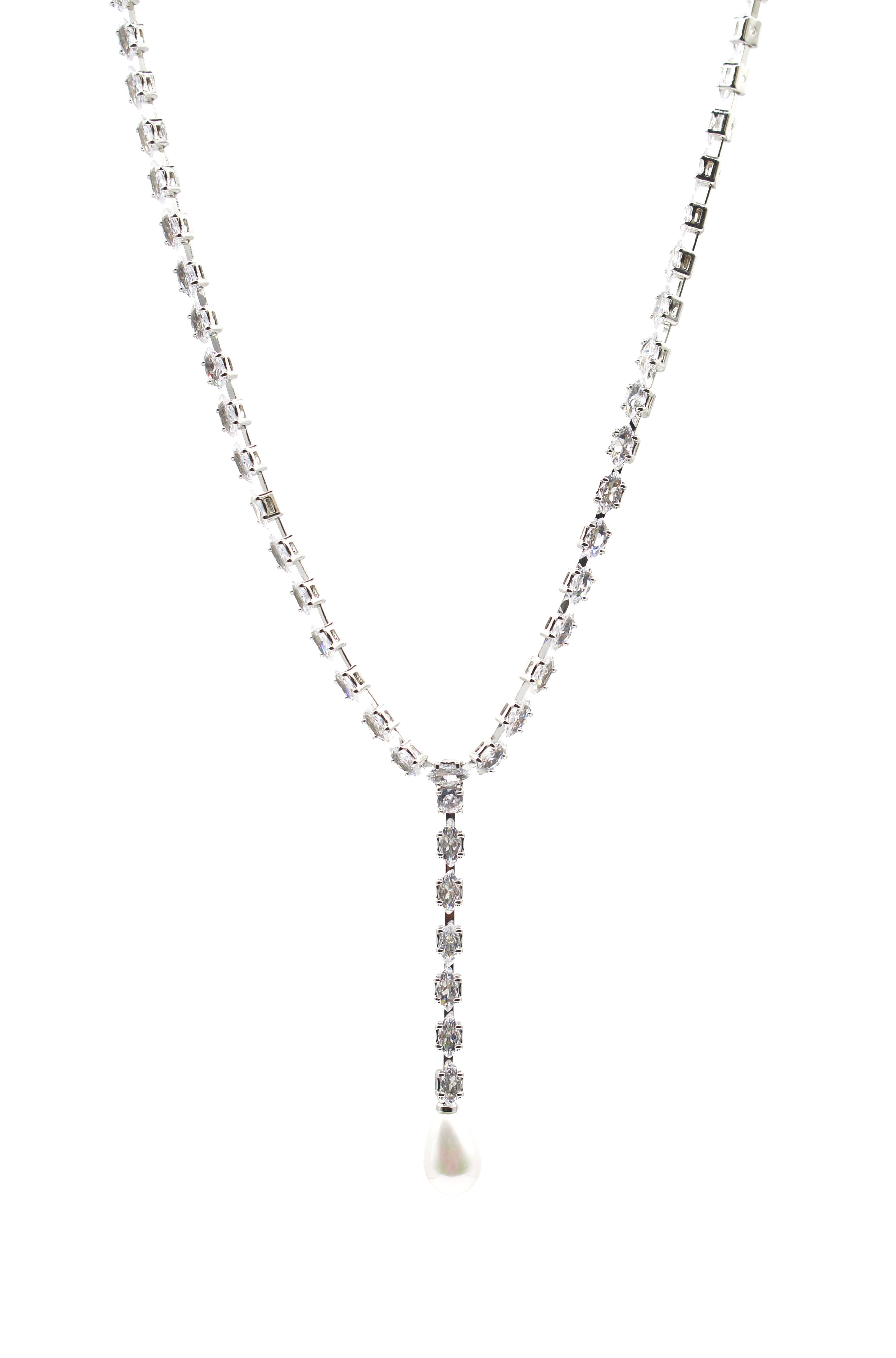 Necklace with a pearl pendant on a white background