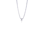Necklace with a small pendant of a white pearl on a white background