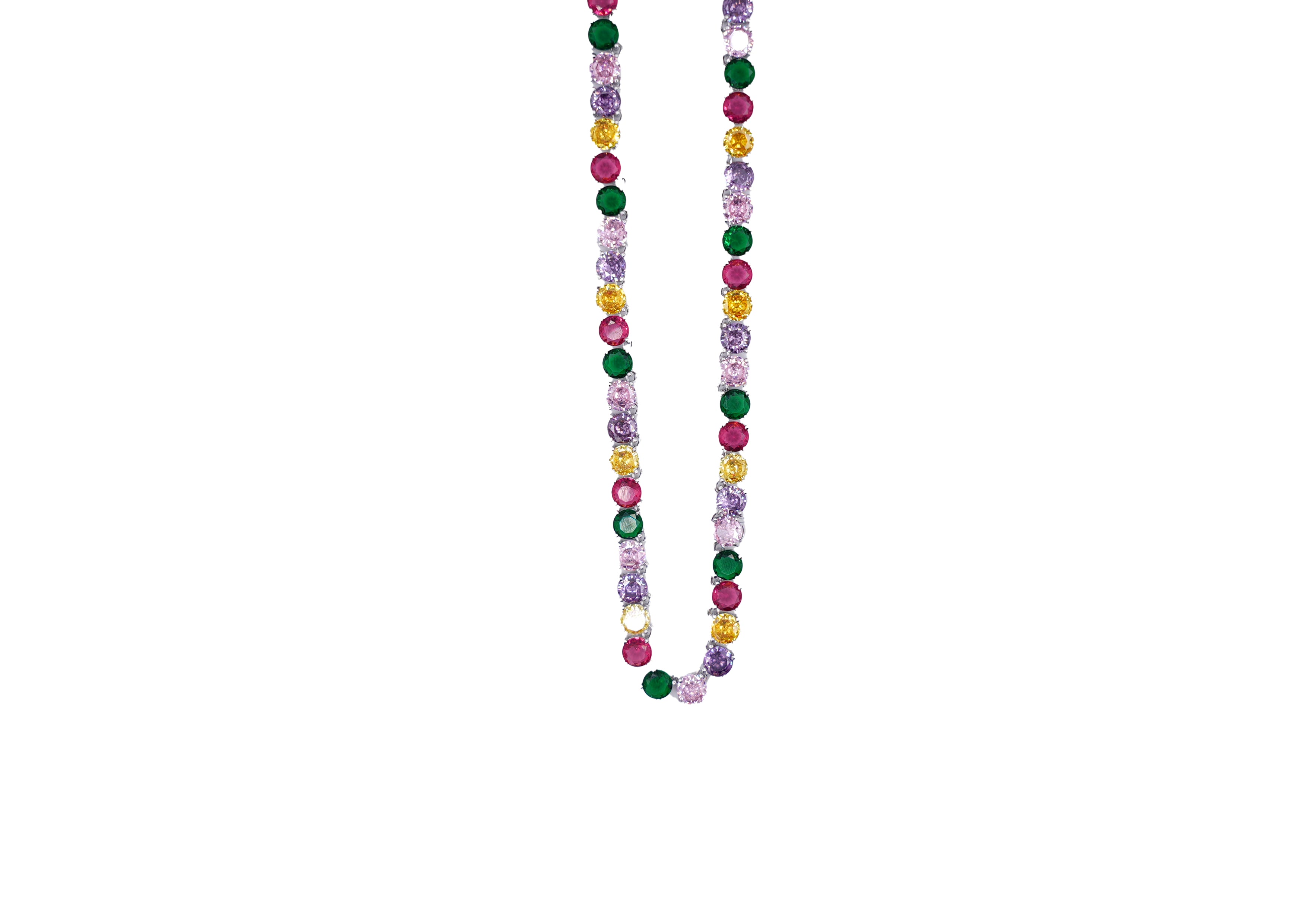 Colorful beaded necklace on a white background